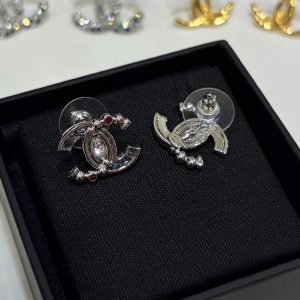 𝑪𝒉𝒂𝒏𝒆 * 26A New Model, Full-Set Diamond Double C, Silver, Large Earrings.