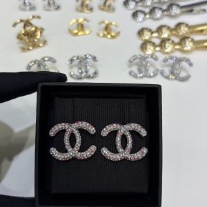 𝑪𝒉𝒂𝒏𝒆* 26A New Gold Color Double C Colored Crystal Earrings (Small Size)