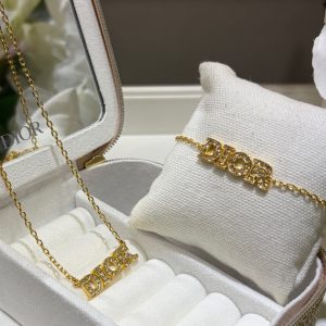 𝐃𝐢𝐨 * 26 Spring Early Year New Collection: Gold Bracelet with Full Diamonds and Letters.