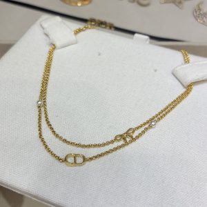 𝐃𝐢𝐨 * New 26ss model: Gold Floral Bow CD Pearl Double-Layer Necklace.