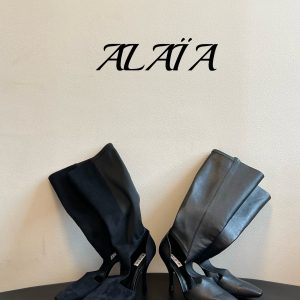 ALAÏ*26ss Summer New Collection: Pointed Toe, Lace-Up, Thin Heel, High-Top Boots