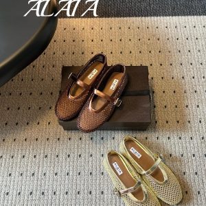 ALAÏ*26ss Summer New Collection: Netted Mary Jane Flat Shoes