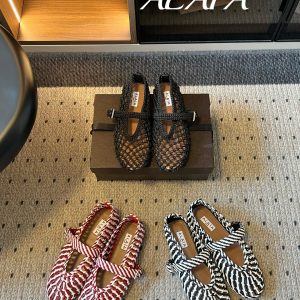 ALAÏ*26ss Summer New Collection Retro Knitted Mary Jane Flat Shoes