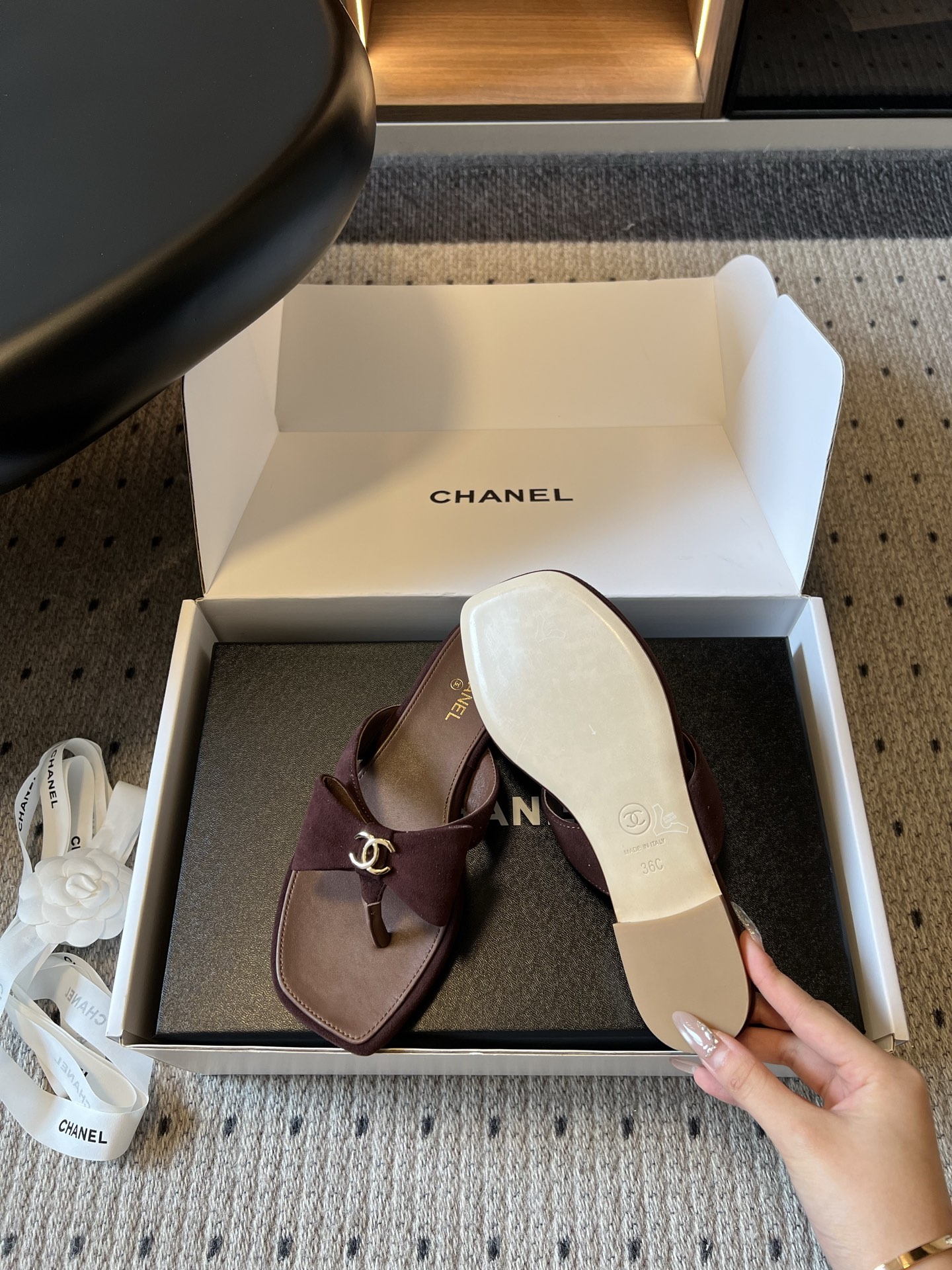 wsxc1783693006922_2 Chane*26ss Summer New Model Square-Toed Bow Floral Sandal - 图片 8