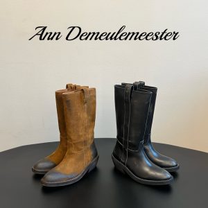 Ann Demeulemeeste*26SS Summer New Arrivals: Distressed Retro Western Cowboy Mid-Calf Boots