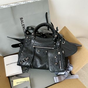 Ba1enciaga Neo Classic Motorcycle Bag XS, Black/Silver.