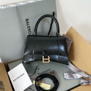 Flat weave, black/gold, small size S/23 cm.🖤 Ba1enciaga Hourglass Sandal Bag