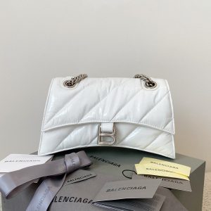 Ba1enciaga crush chain bag, white, small size.