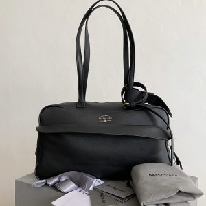 Ba1enciaga Carrie Bowling Bag, Medium Size, Black