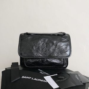 ys1 niki oil-and-wax leather black: black chain small size