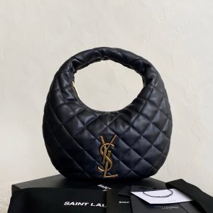 ys1 Icarino Embroidered Nappa Leather Handbag, Lamb Skin, Black/Gold.