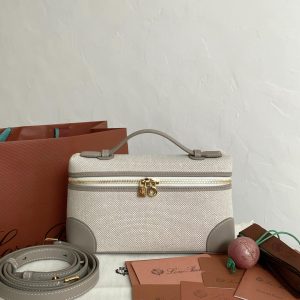 LP loro piana Canvas with gray pattern (gold buckles) L19