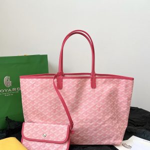 G0yard Vintage Tote Bag in pink with dark pink edges, medium size.