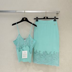 Chane*26 Spring/Summer Couture Collection · Lace-Embellished Knit Shoulder-Strap Skirt Set