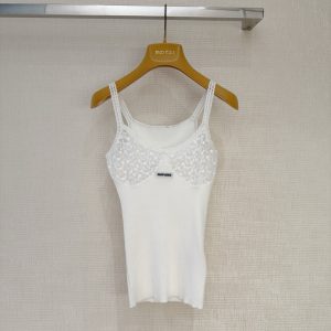 Miu Mi*26 New Collection: Lace-Embellished Knit Shoulder Slip Dress