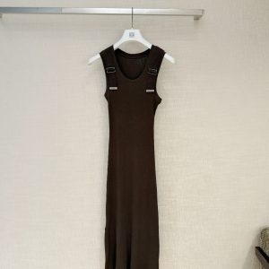 Loew* 2026 Summer New Collection: Metal-Clasp Striped Knit Vest Skirt