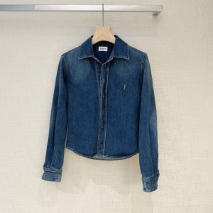 Saint Laurent 26 New Collection “Retro Denim Blue Short Denim Shirt”