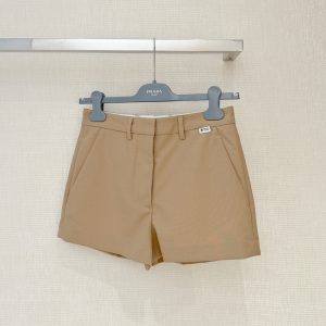 PRAD*26 New Model: Small Logo Embroidered High-Waist Wool Shorts
