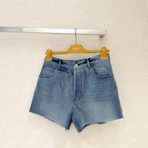 Miumi*26 New Model: Embroidered Letter Denim Shorts