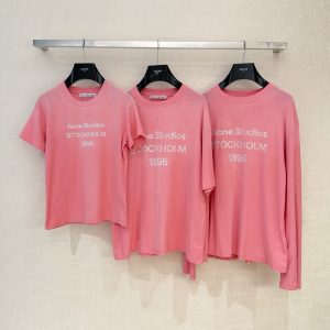 Acne Studios 26 New Peach Pink Letter Print T-Shirt