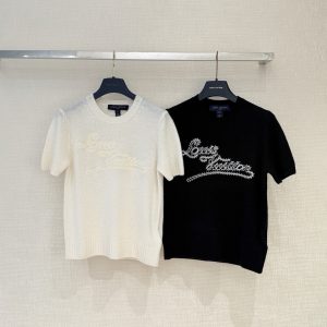 Louis Vittion 26 New Vintage Letter Embroidered Short-Sleeve Knitwear