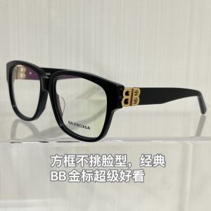 Balencig*BB Gold Label Black Frame Eyeglasses.