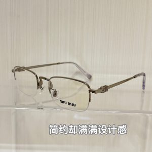 MIUMI* Semi-rectangular gold-framed glasses.